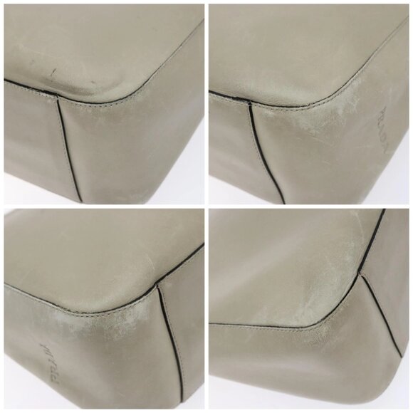 PRADA Tote Bag Leather Gray Auth - Picture 16 of 16
